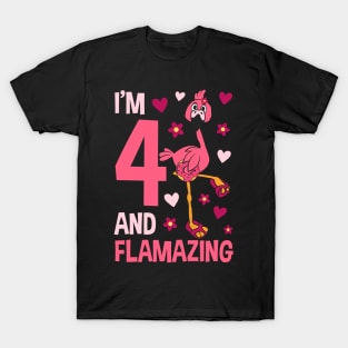 I'm 4 and Flamazing Flamingo T-Shirt